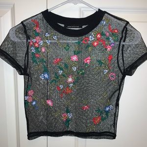 Urban Outfitters Floral Mesh Crop Top